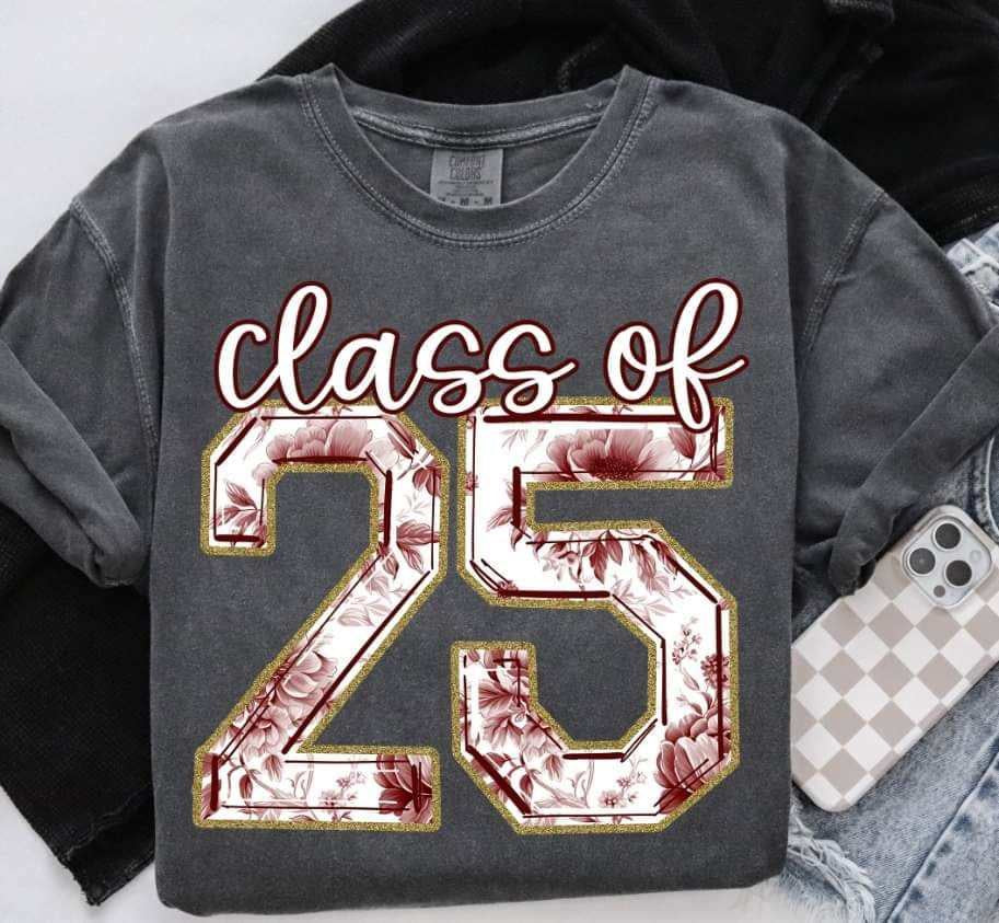 Class of 25 Red floral 67536 DTF transfer