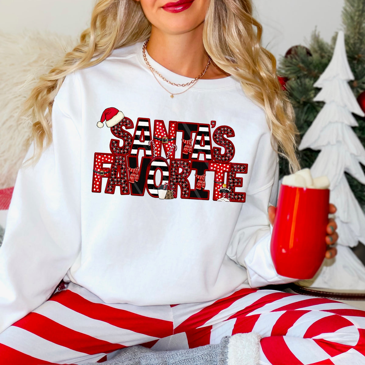 Santa’s Favorite with Santa hat DTF transfer