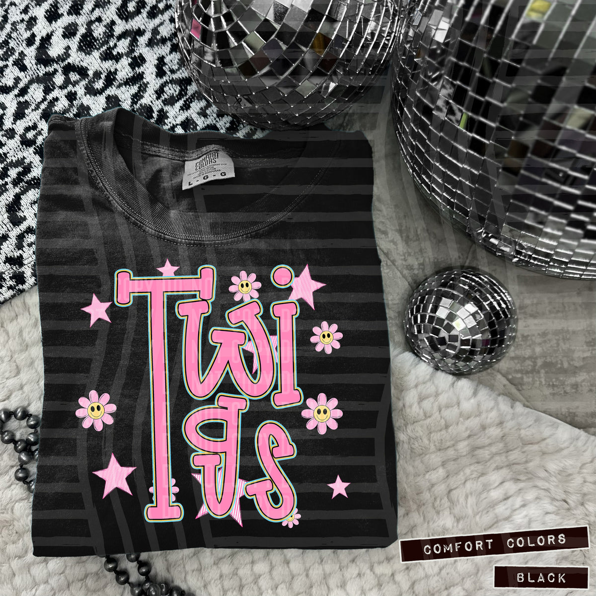 Twigs Pink Flowers And Stars 108057 DTF transfer