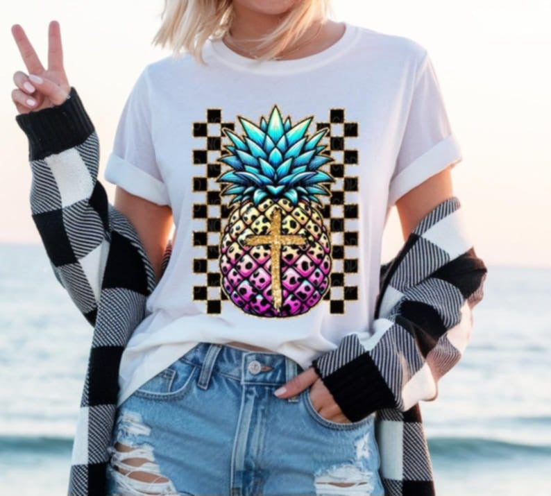 Pineapple with cross (TTD) 100189 DTF transfer