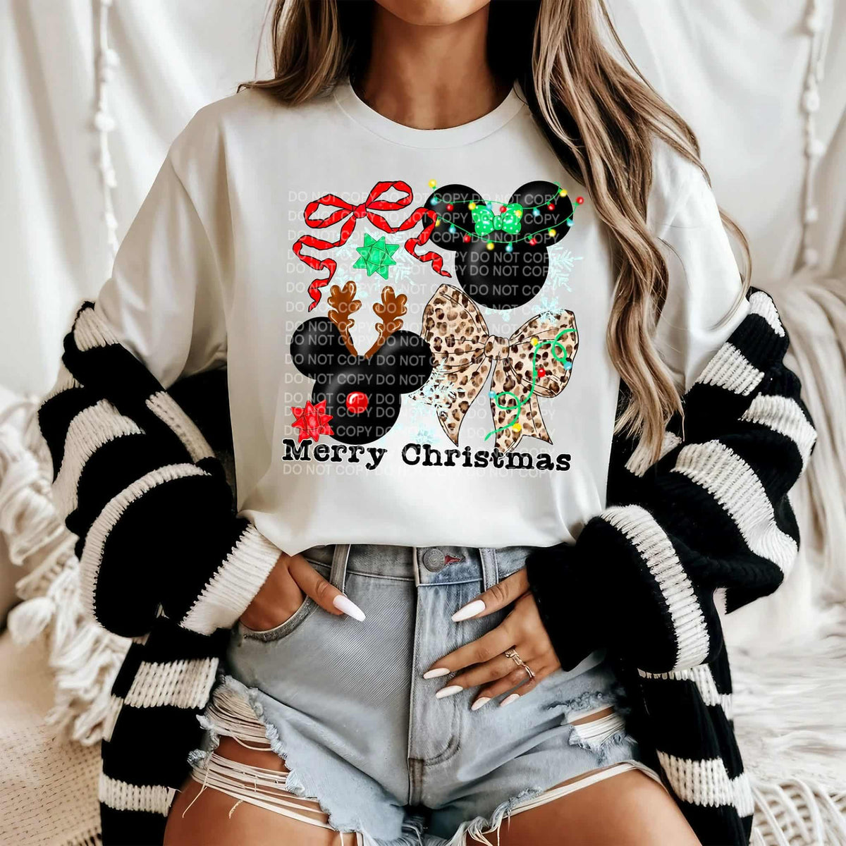 Merry Christmas mouse and bows SCG DTF transfer