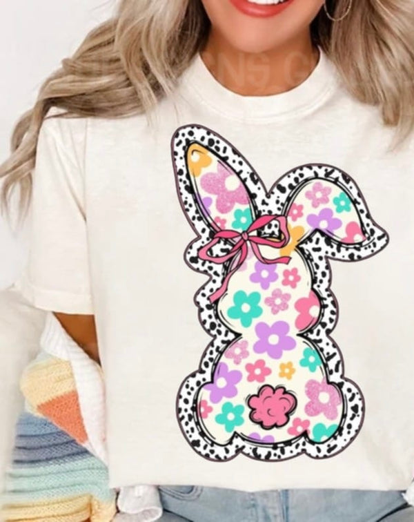 Bright floral bunny 87794 DTF transfer