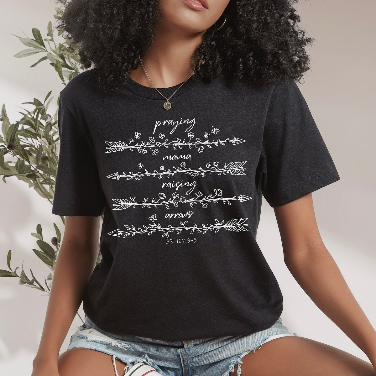 Praying mama arrows (white) (cursive) DTF Transfer