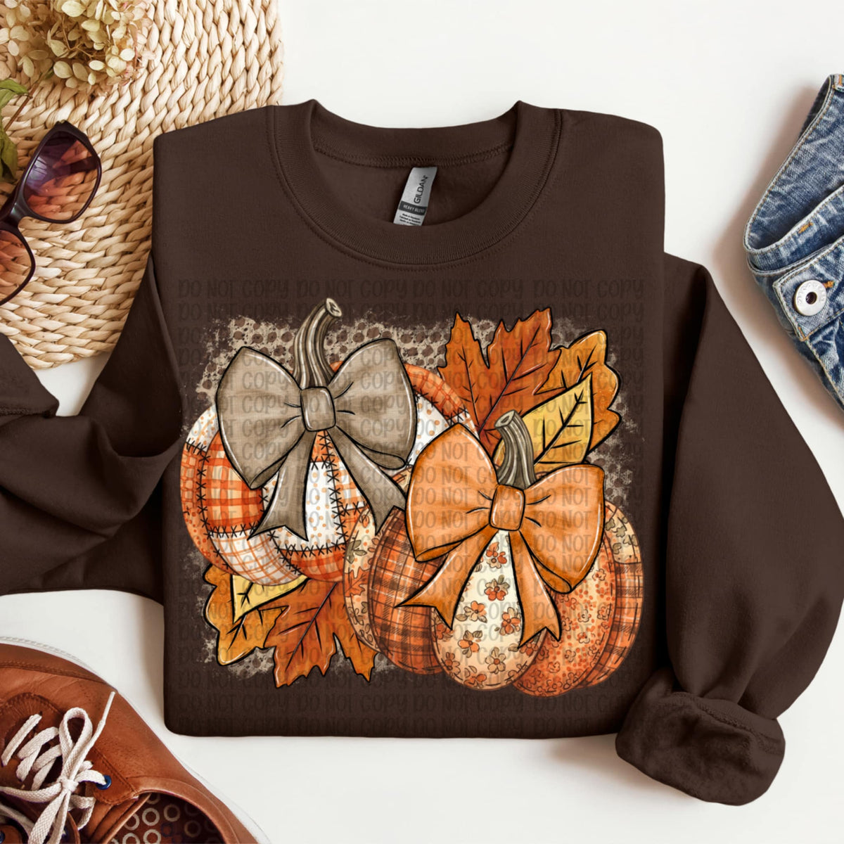 Patchwork Pumpkins and Leaves (VP) DTF transfer