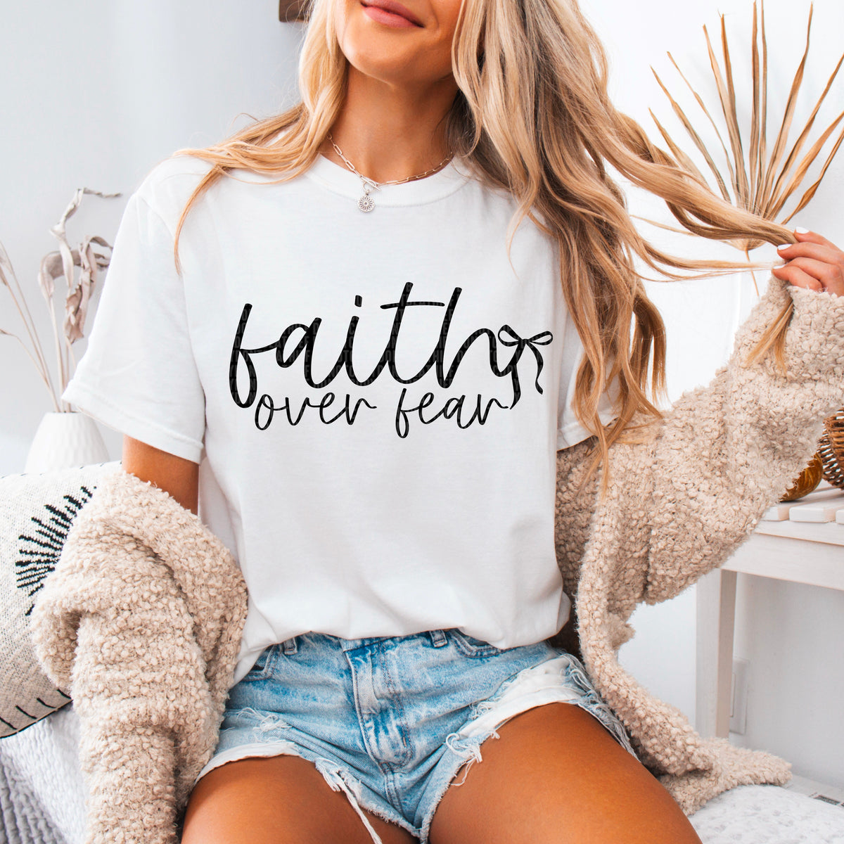 Faith over fear black font 93589 DTF transfer