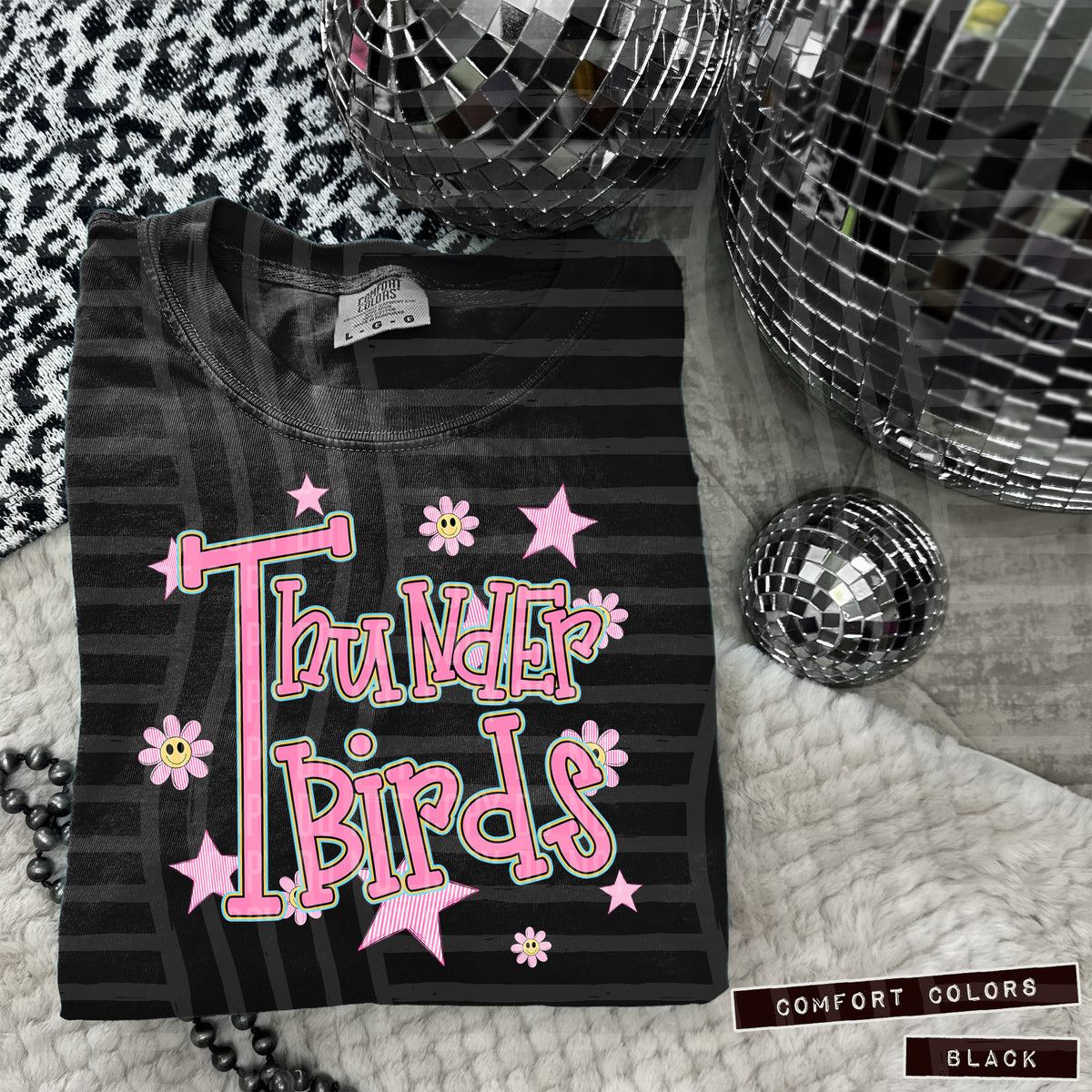 Thunder Birds Pink Flowers And Stars 108059 DTF transfer