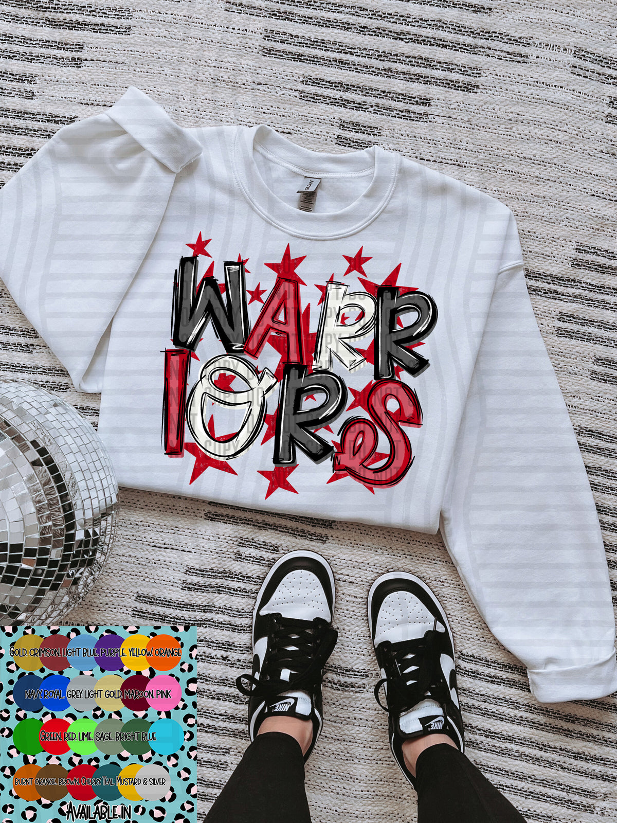warriors black white and red with red stars (Caplinger) DTF Transfer