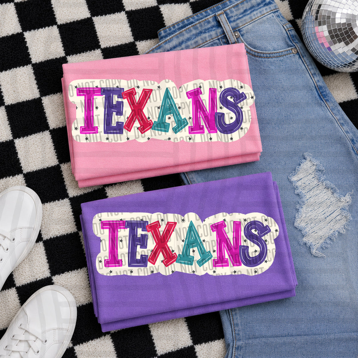 texans bubble around letters with small stars (Caplinger) DTF Transfer