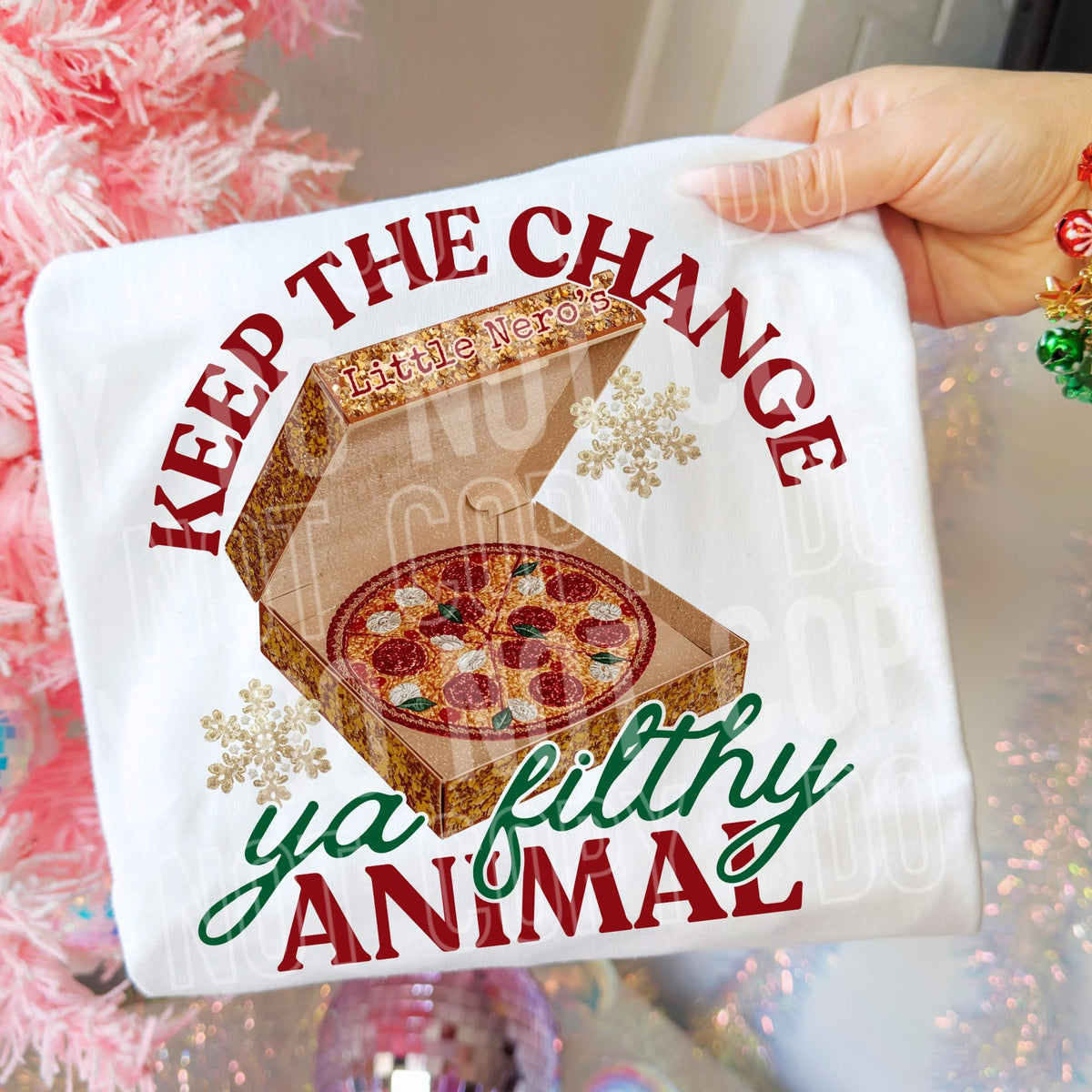 Filthy Animal faux sequin pizza (SBB) DTF transfer