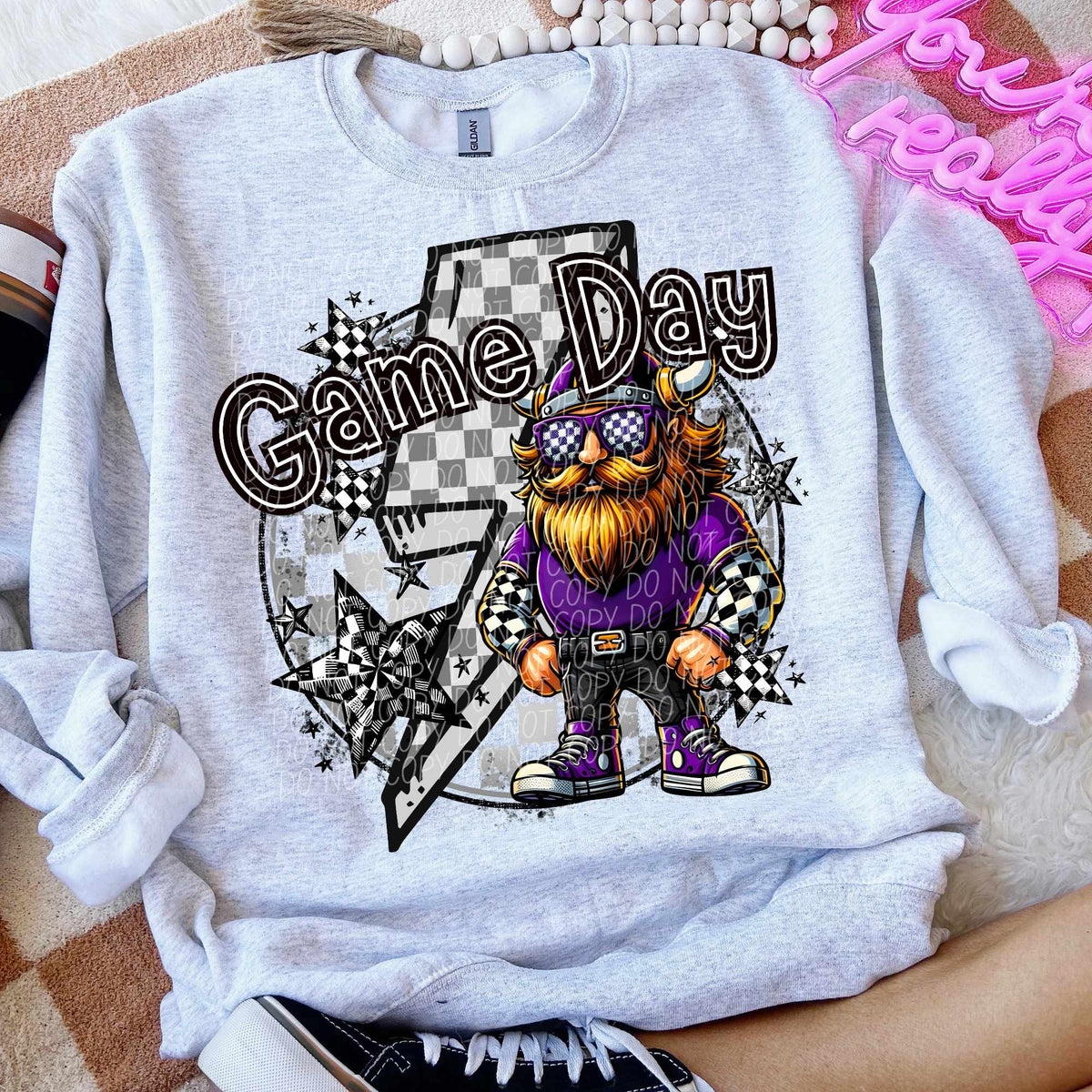 Game day Viking purple shirt lightning bolt (CITY) 52528 DTF transfer