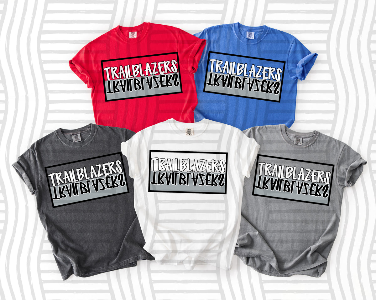 trail blazers mirrored box black white grey (Caplinger) DTF Transfer