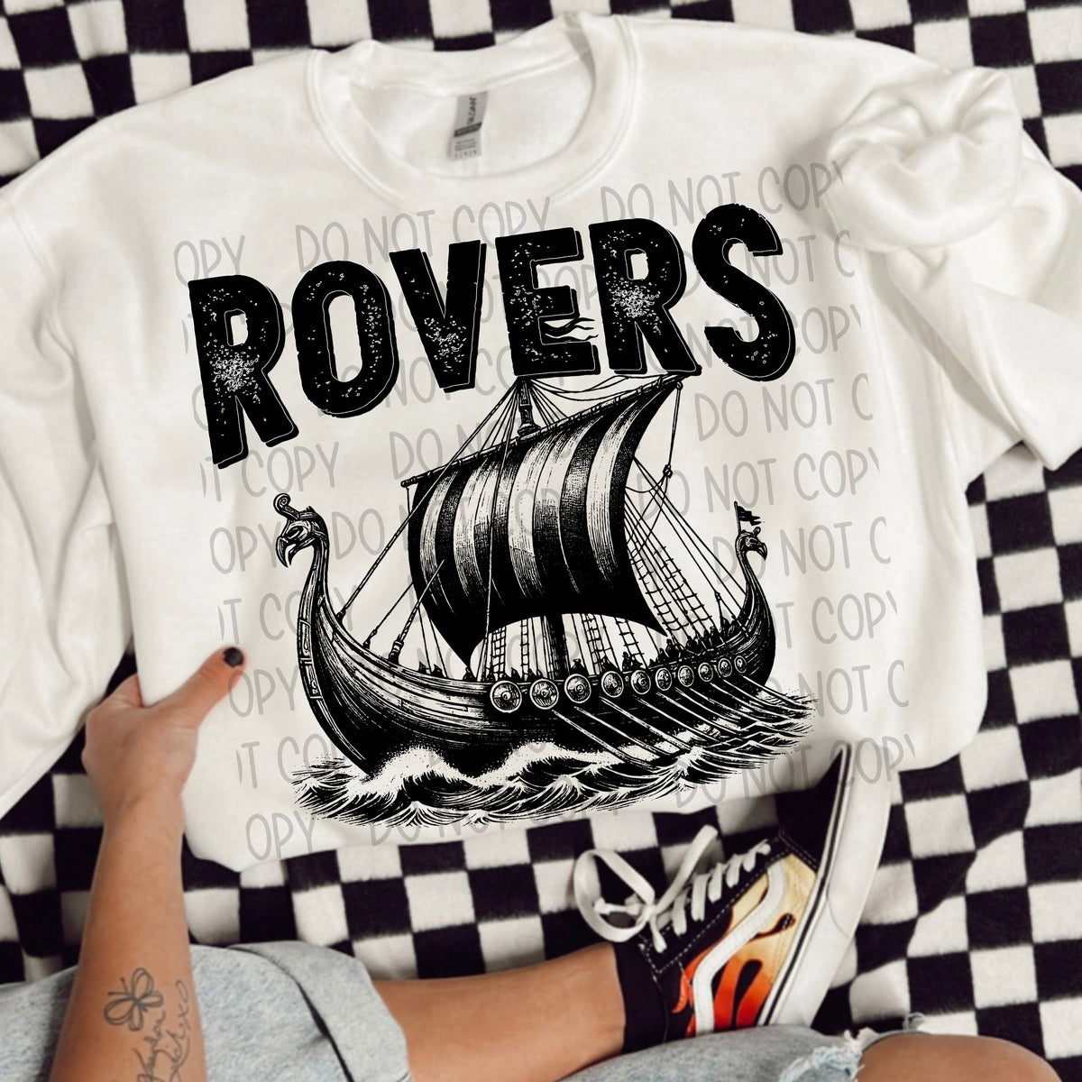 Rovers black/white outline DTF transfer