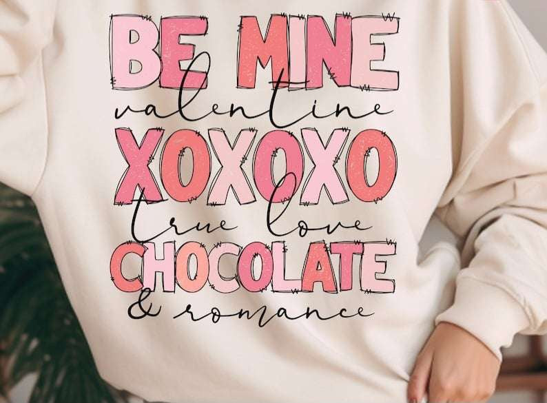 Be mine valentine xoxoxo light and dark pink 70748 DTF transfer