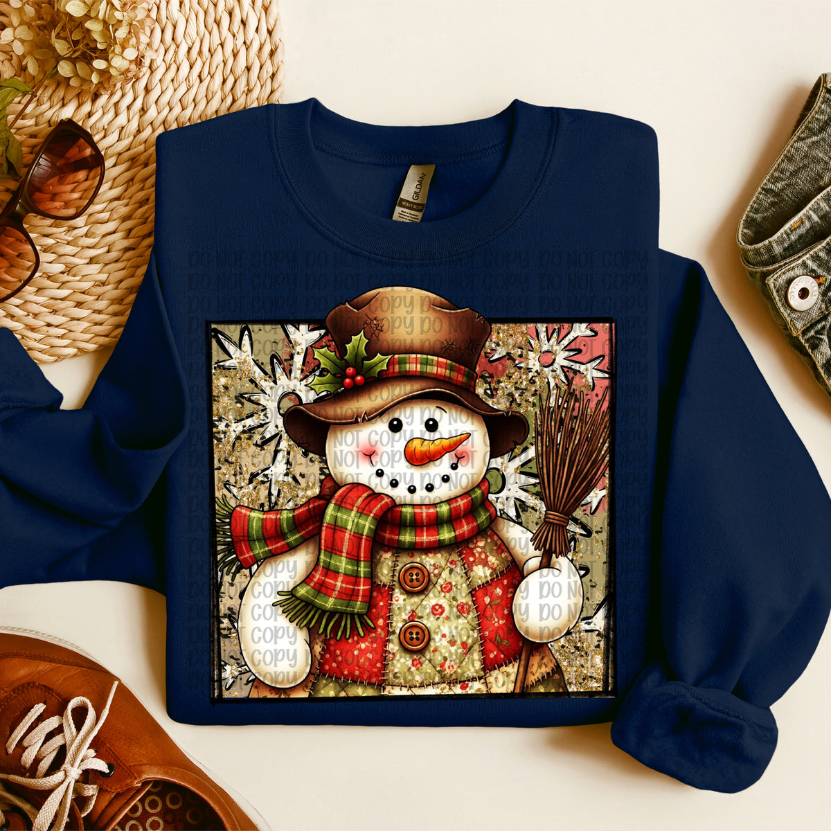 Snowman with broom (VP) DTF transfer