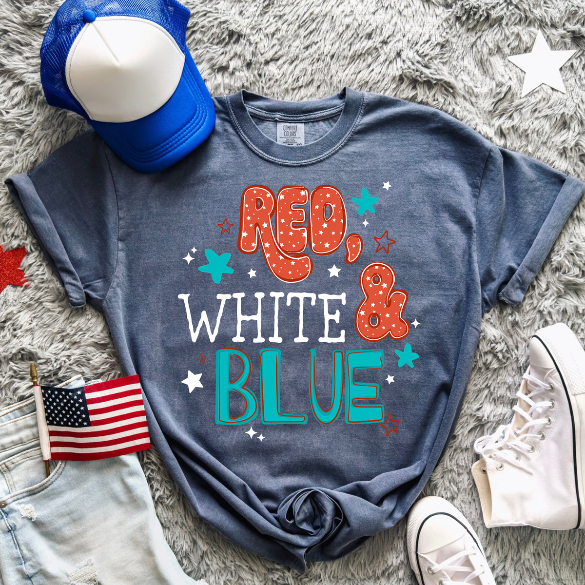 Red white & blue with stars (CSC) DTF Transfer