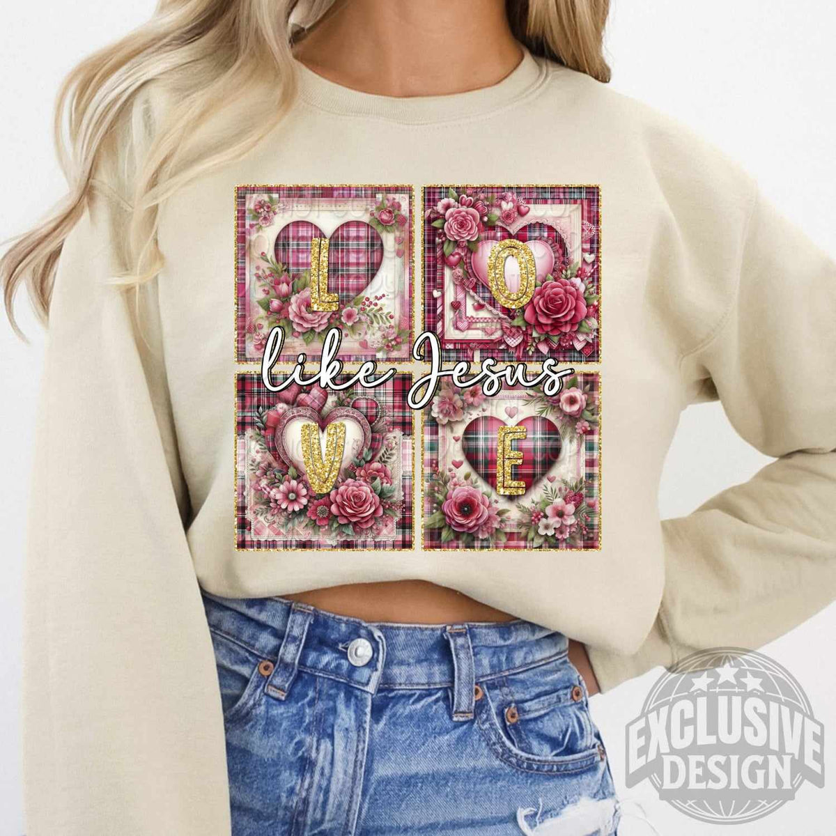 Like Jesus heart blocks 73965 DTF transfer