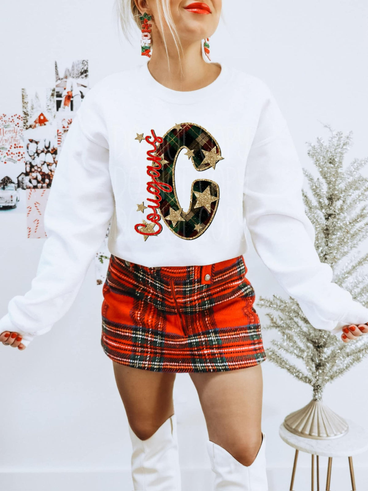 Cougars plaid and gold stars (PH) DTF Transfers