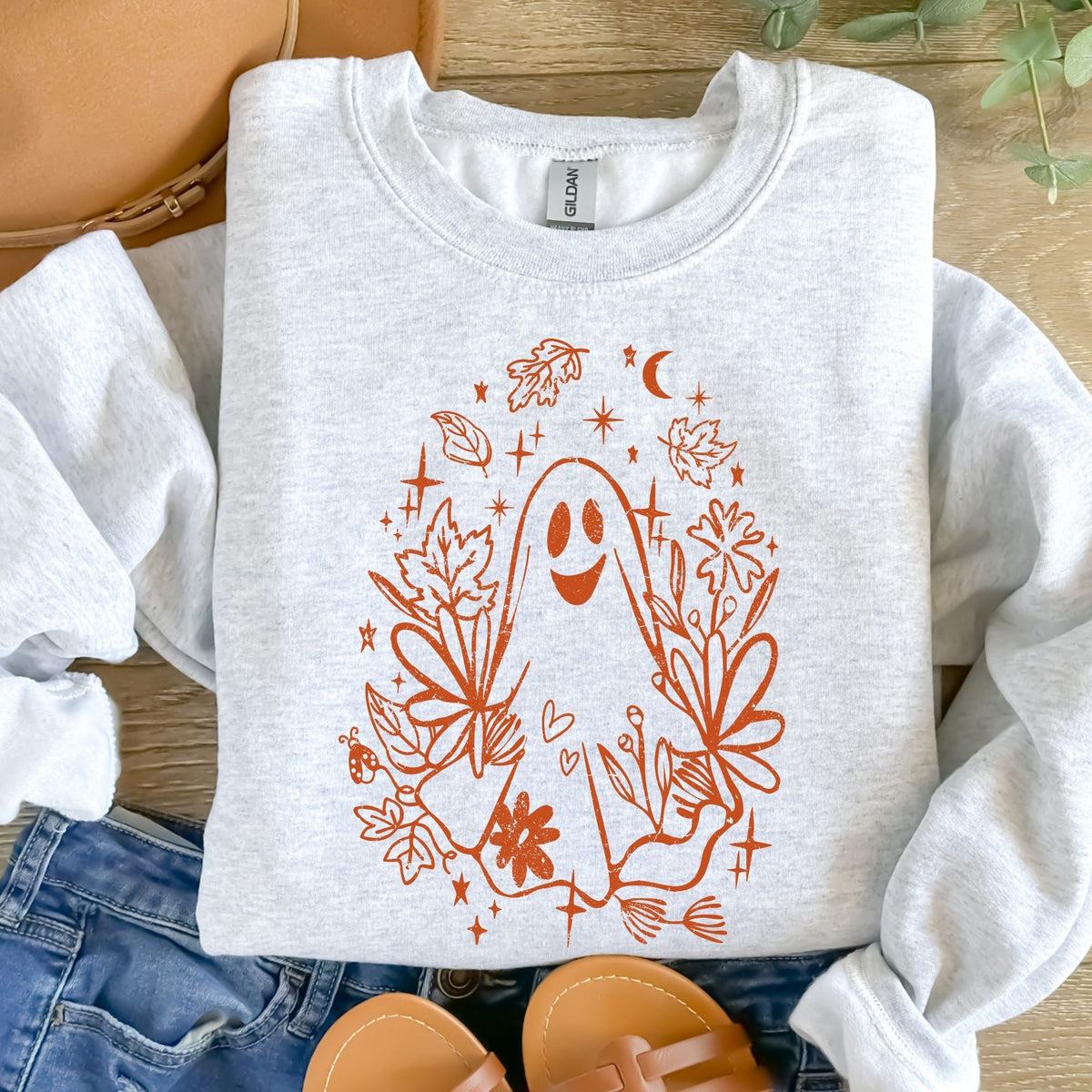 Fall Ghost Orange Distressed-38474-DTF transfer