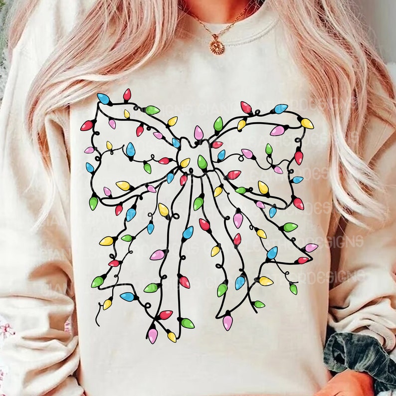 Christmas light bow 109793 DTF transfer