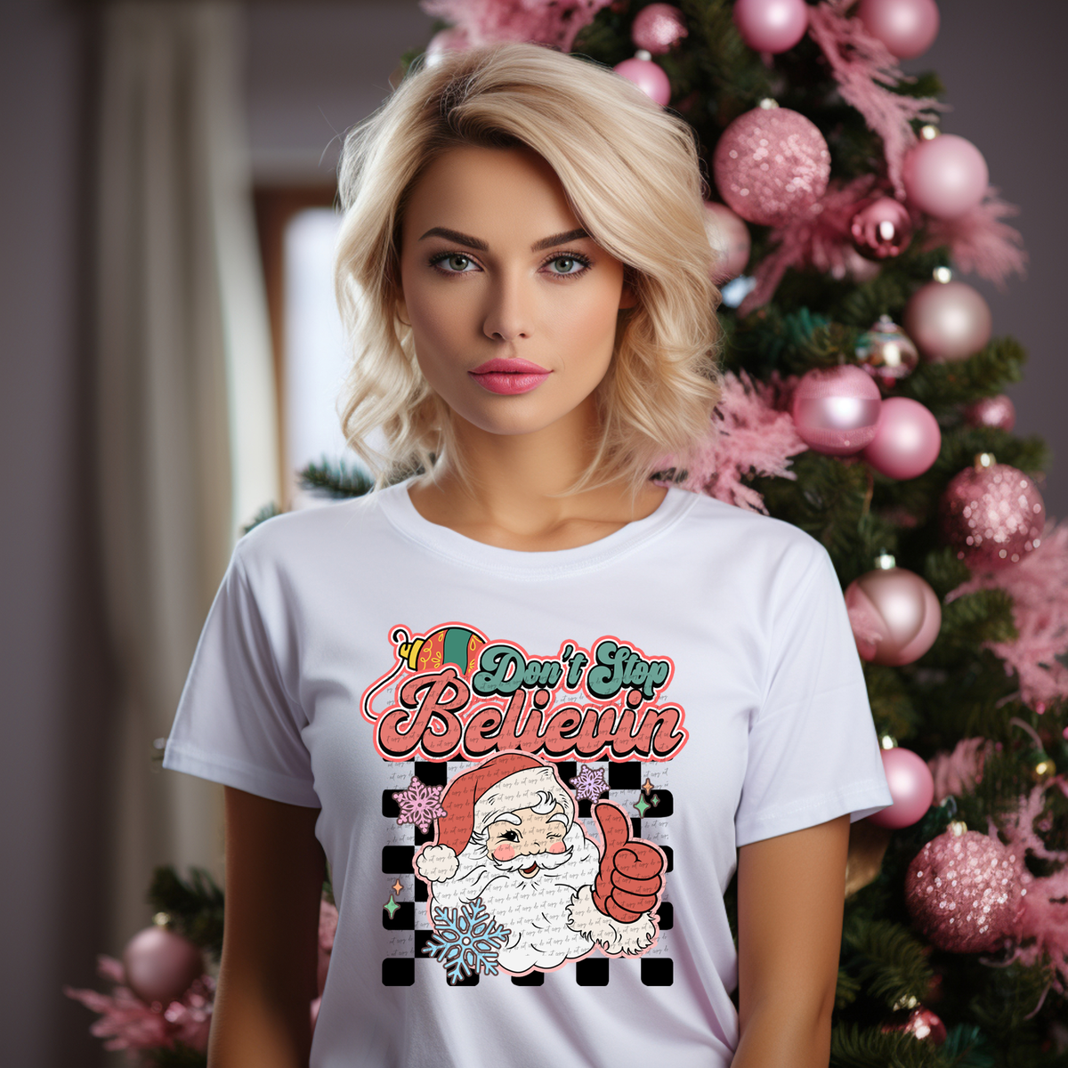Dont stop believin santa 49680 DTF TRANSFER
