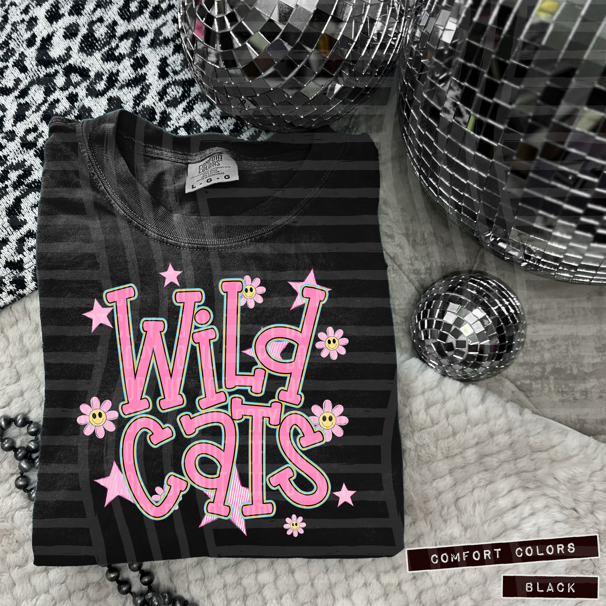 Wildcats Pink Flowers And Stars 108065 DTF transfer