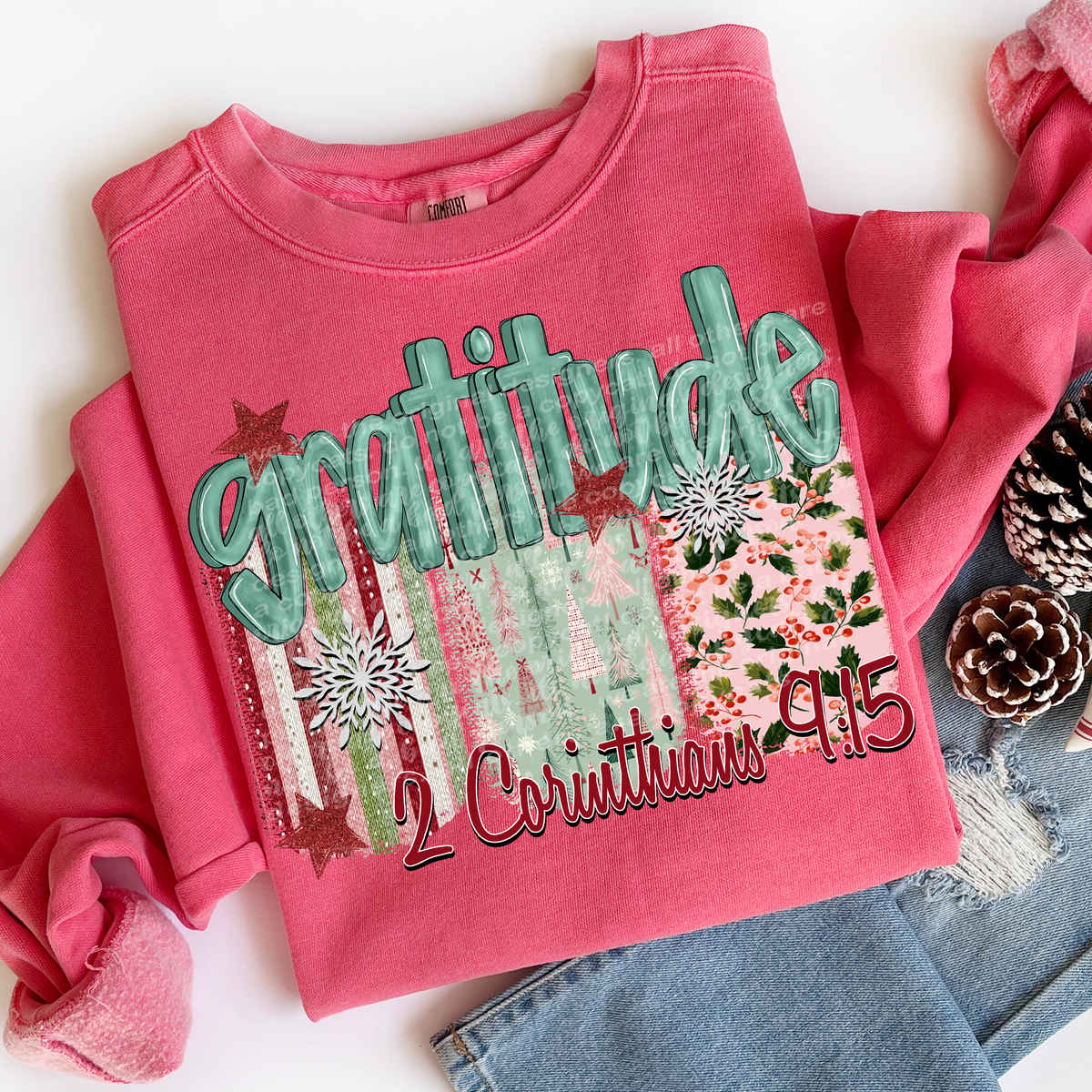 Gratitude Christmas Brushstrokes (TTD) DTF Transfer