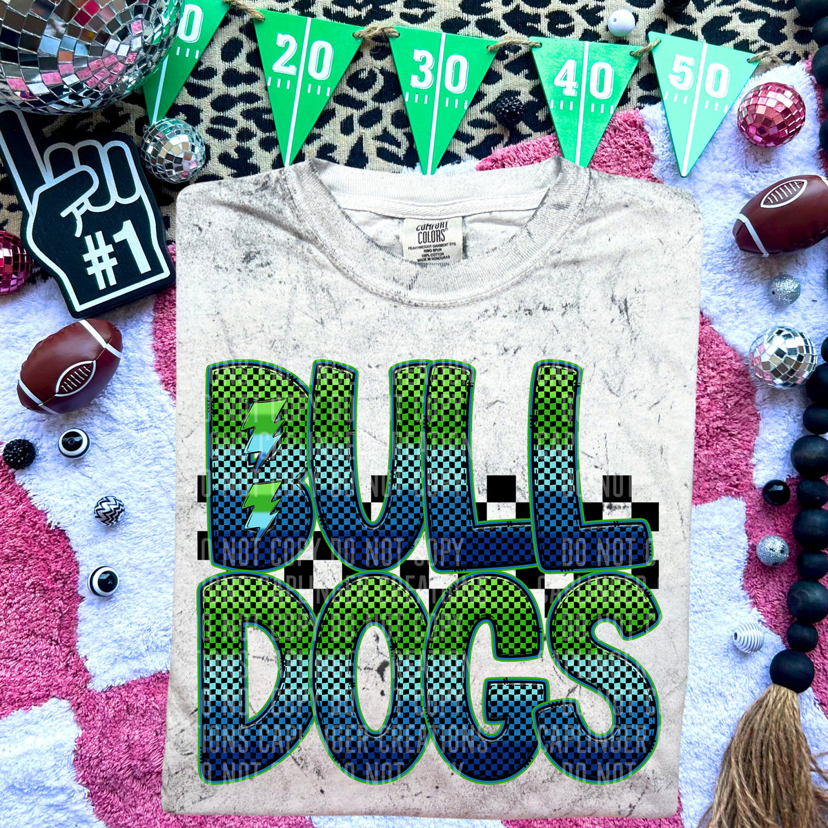 Bulldogs Blue and Green Checkered (Caplinger) DTF transfer