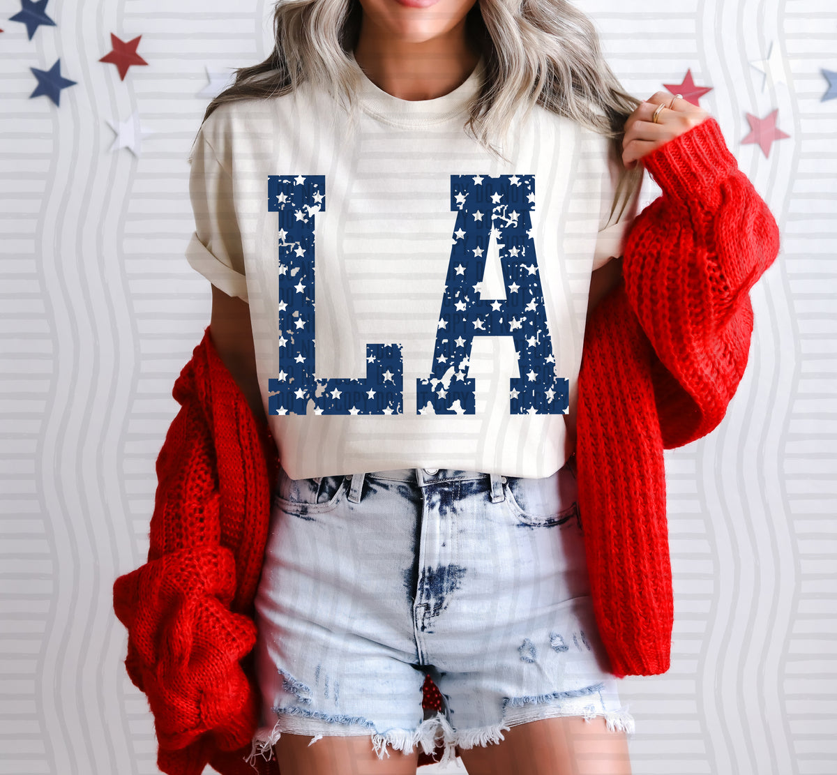 LA white stars (Caplinger) dtf transfer