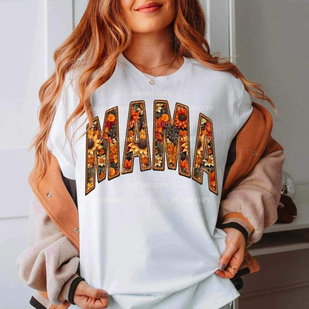 Mama fall embroidery with sunflowers 9276 DTF TRANSFERS