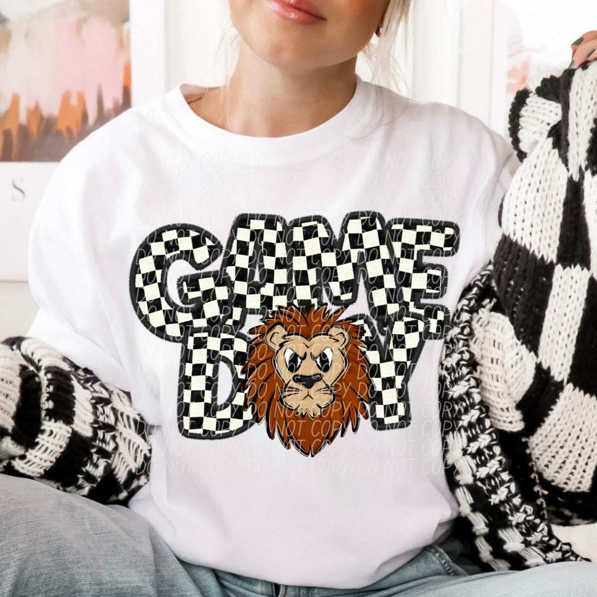 Game day lion checkered (CITY) 91335 DTF transfer