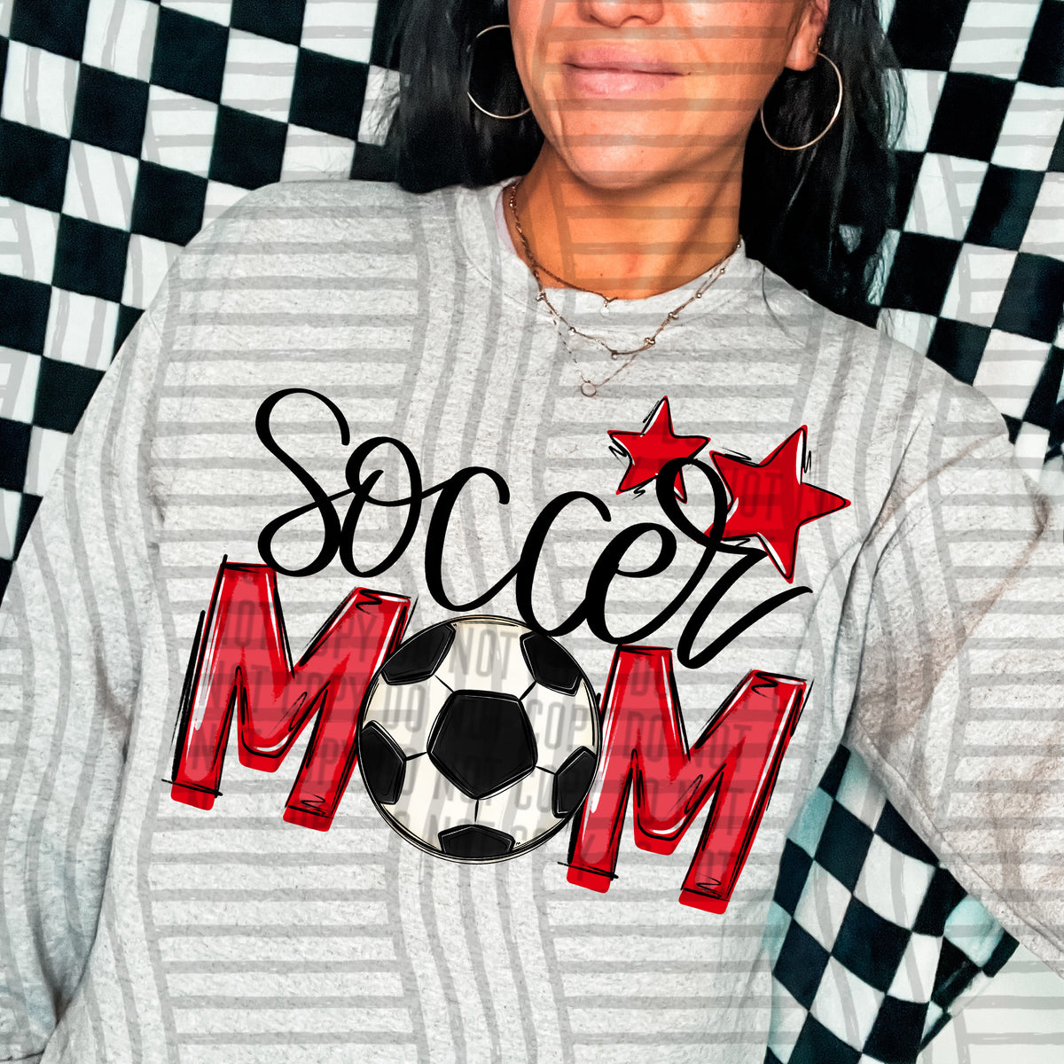 soccer mom grey red stars (caplinger) DTF transfer