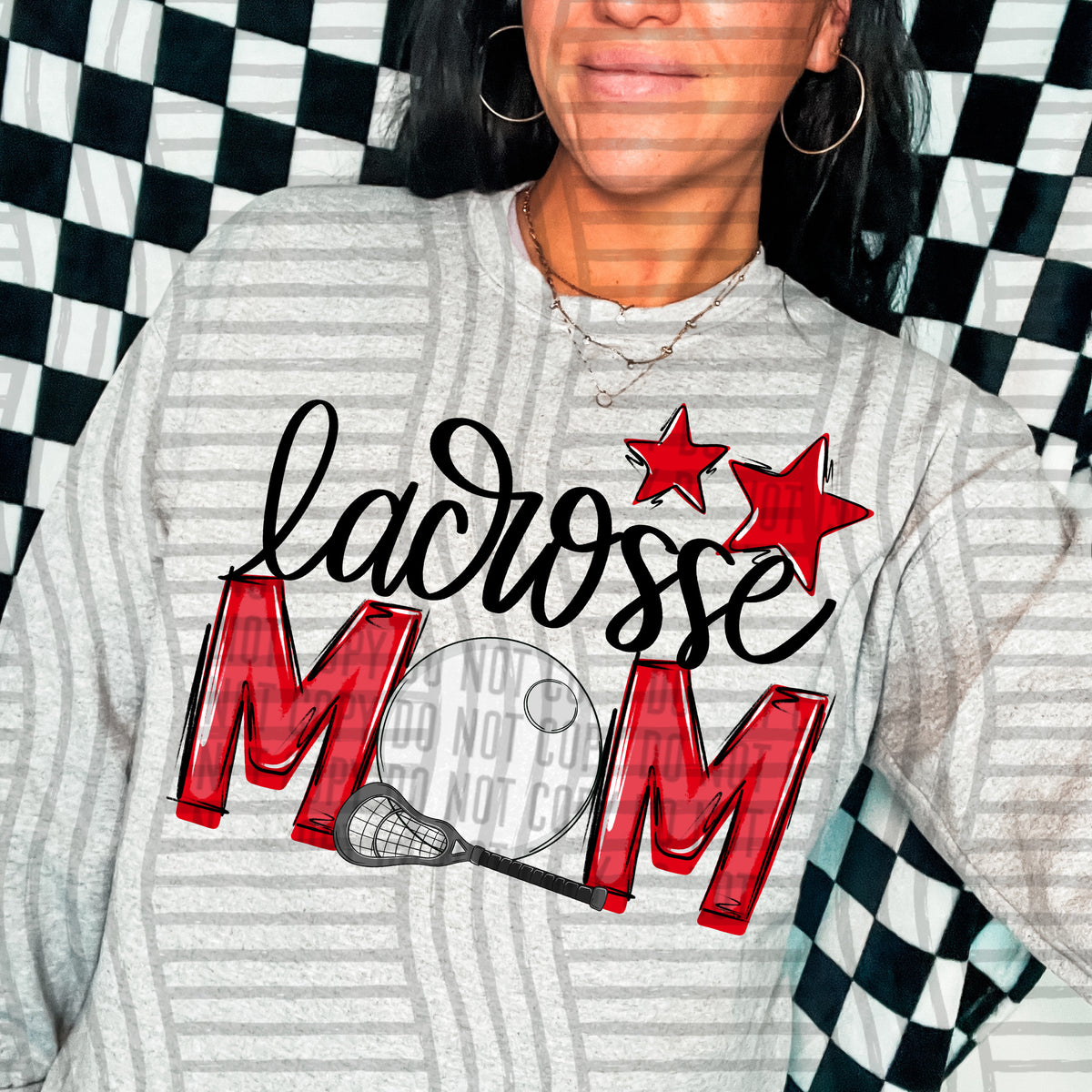 lacrosse mom red stars (Caplinger) DTF transfer