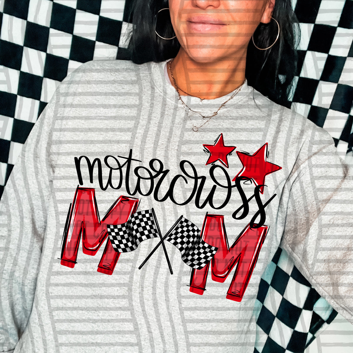 motorcross mom grey red stars (caplinger) DTF transfer