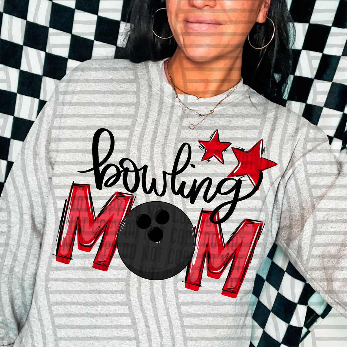 bowling mom red stars (Caplinger) DTF transfer