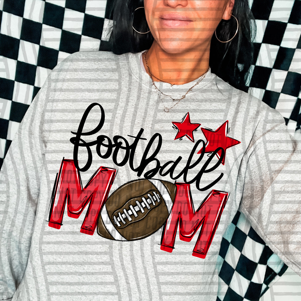 football mom gray red stars (Caplinger) DTF transfer