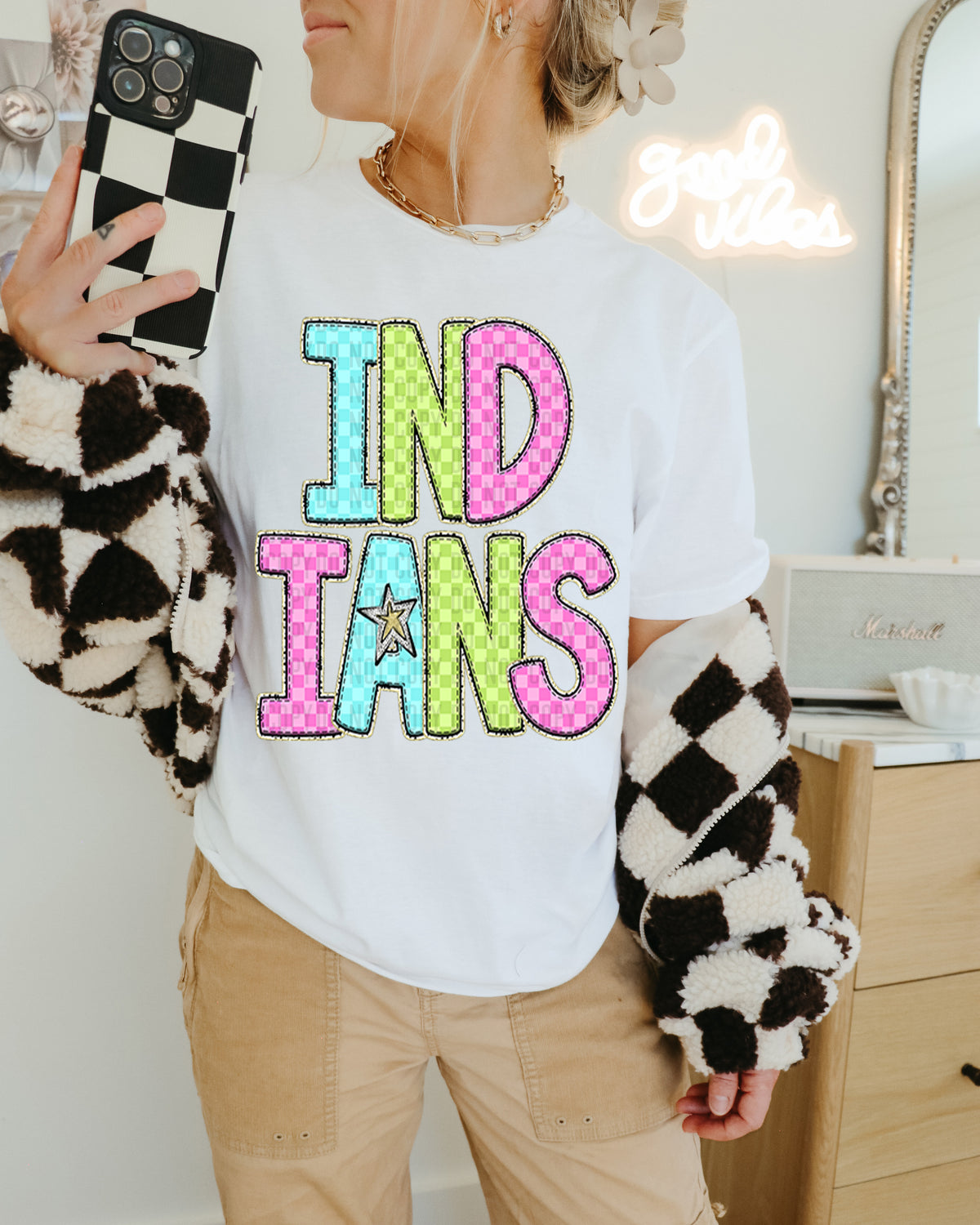 Indians Colorful Checkered (caplinger) DTF transfer