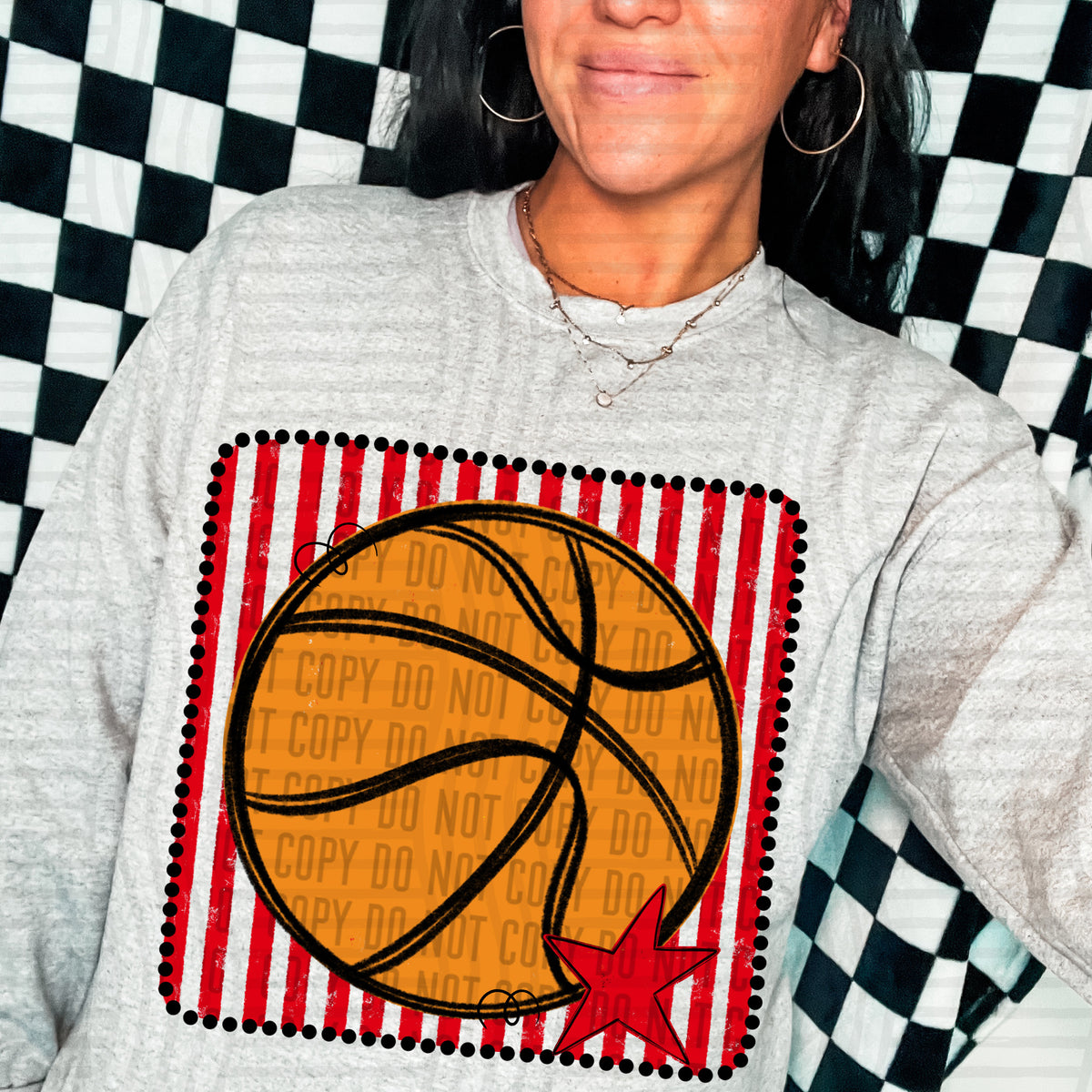 Basketball red striped frame (Caplinger) DTF transfer