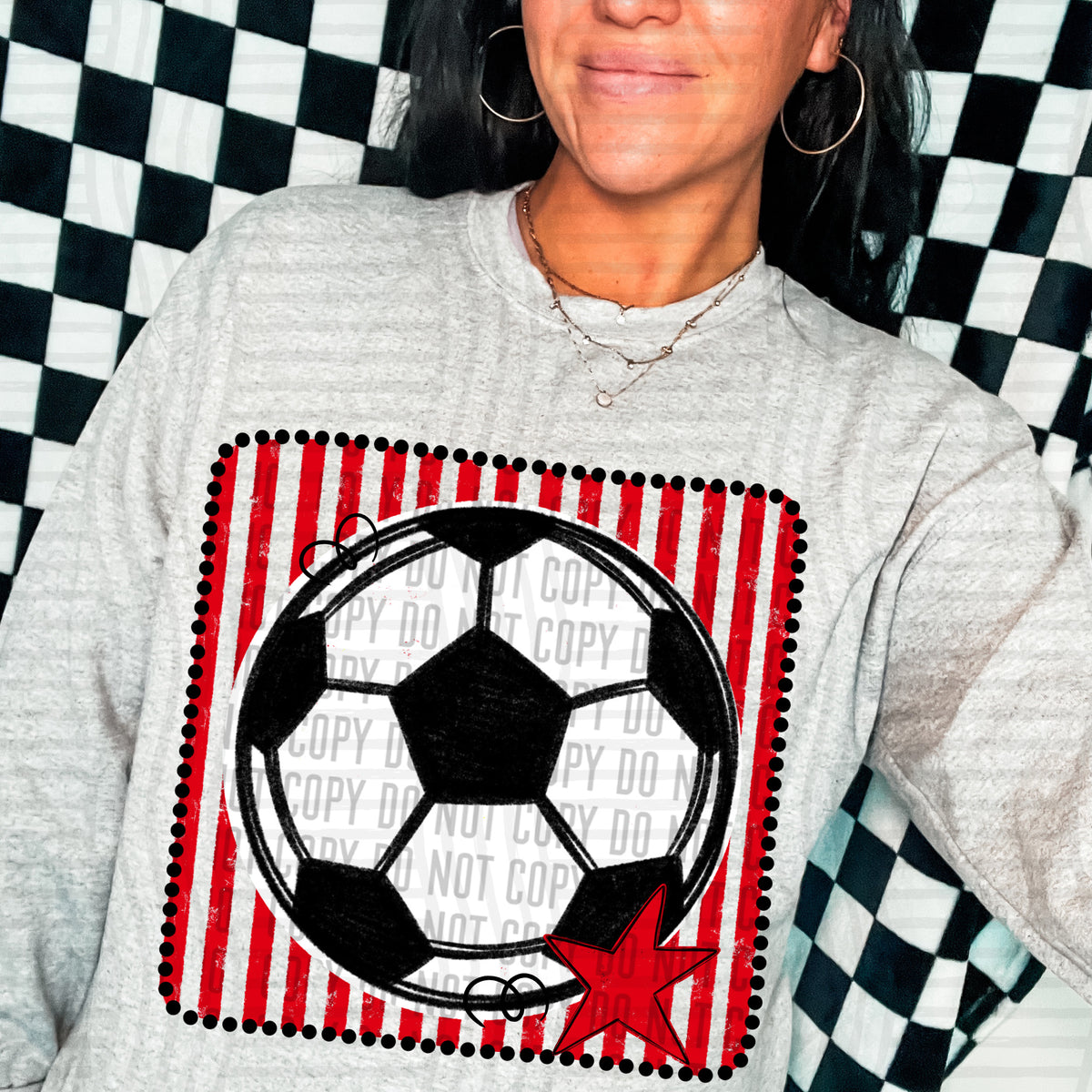Soccer red striped frame (Caplinger) DTF transfer