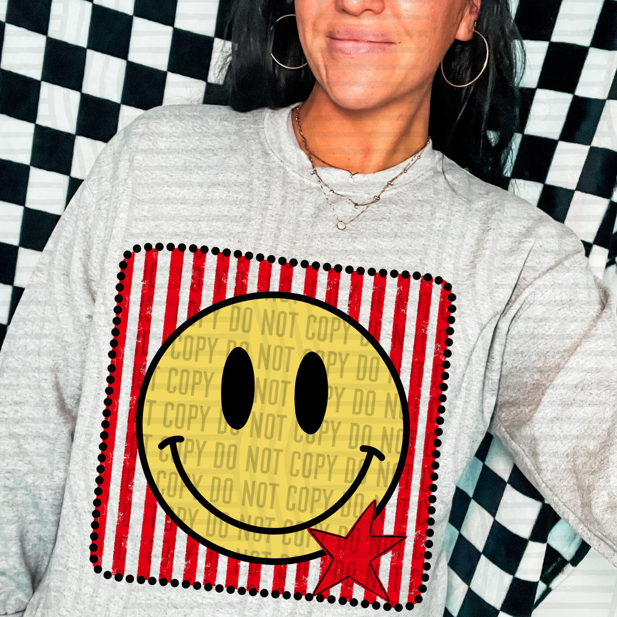Smiley red striped frame (Caplinger) DTF transfer