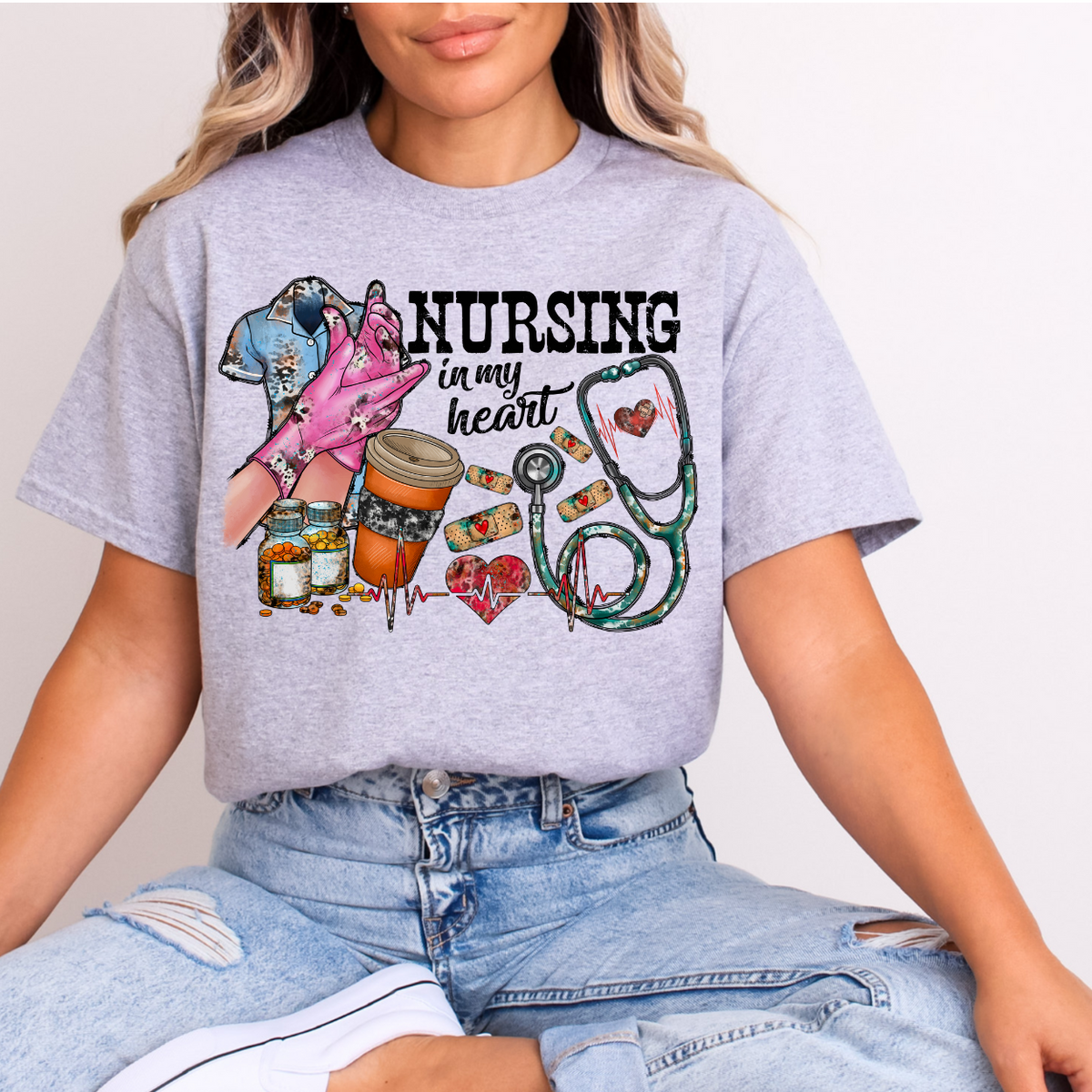 Nursing In My Heart (RD) DTF Transfer