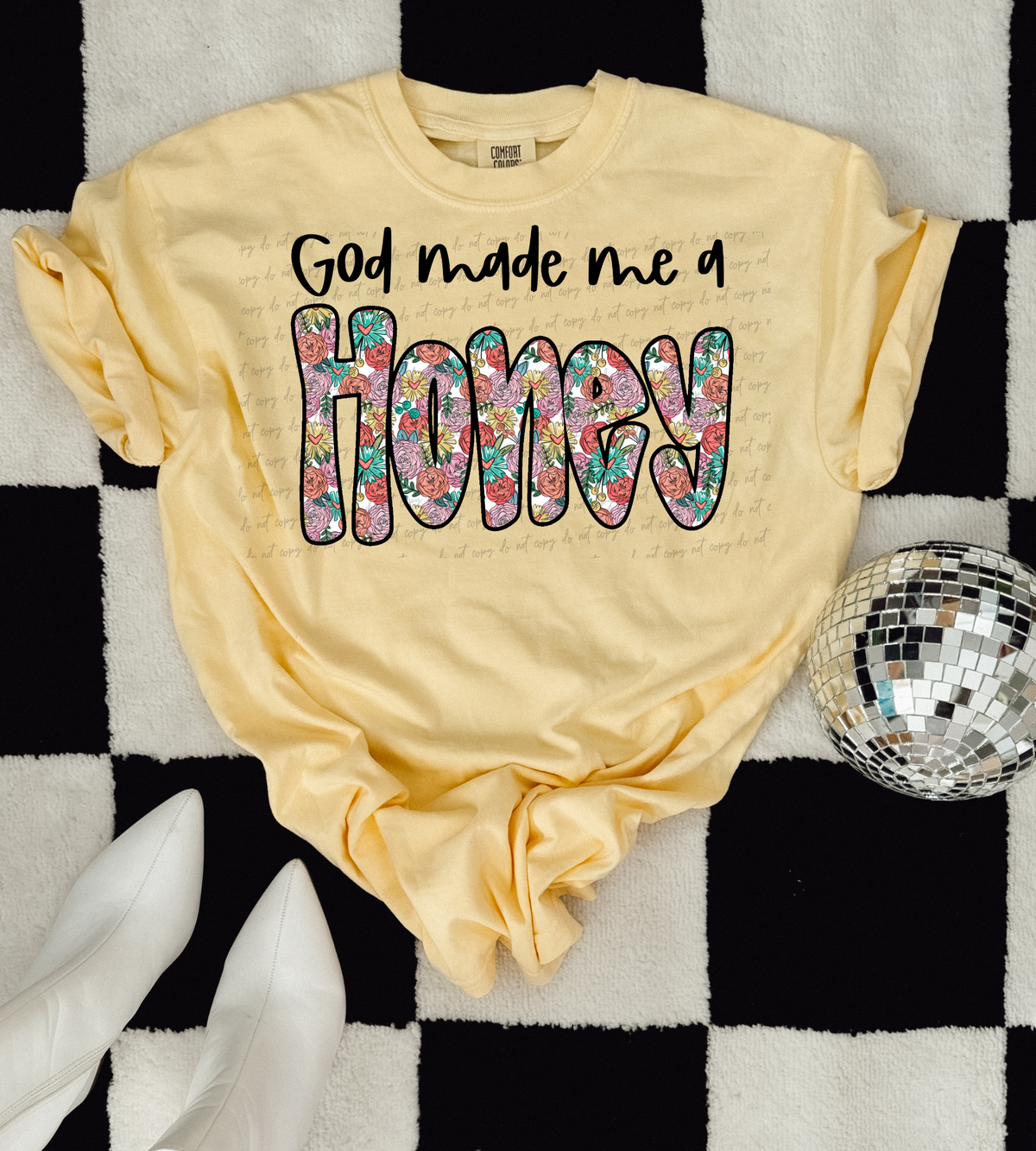 God made me a honey floral 28853 DTF Transfer