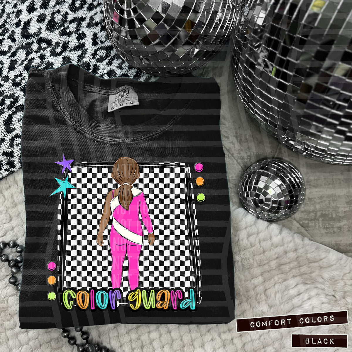 Color Guard preppy colorful dark skin brown ponytail (Caplinger)