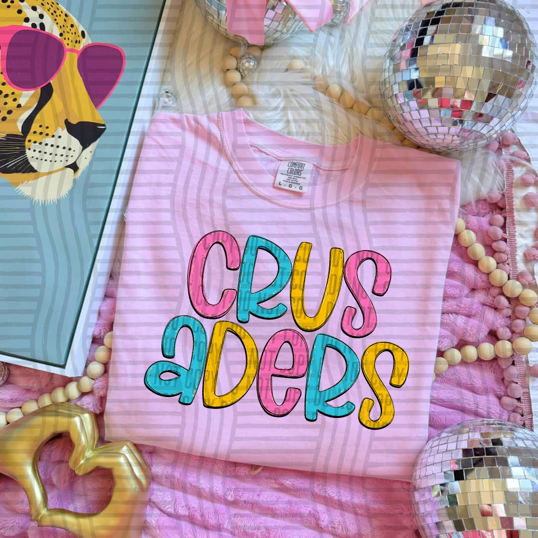 blue yellow and pink crusaders stacked (Caplinger) DTF Transfer
