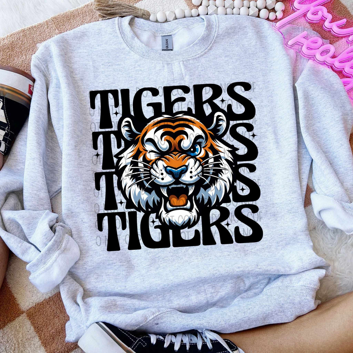 Tigers stacked Winking Mascot SWD 49038 DTF transfer