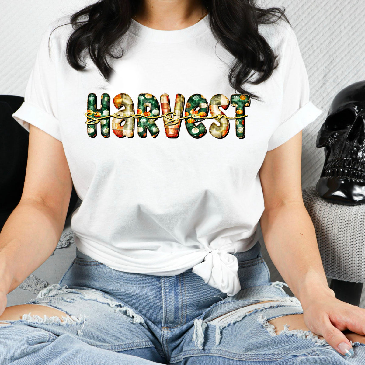 Harvest Season plaid and pumpkins (chaos) 110262 DTF transfer