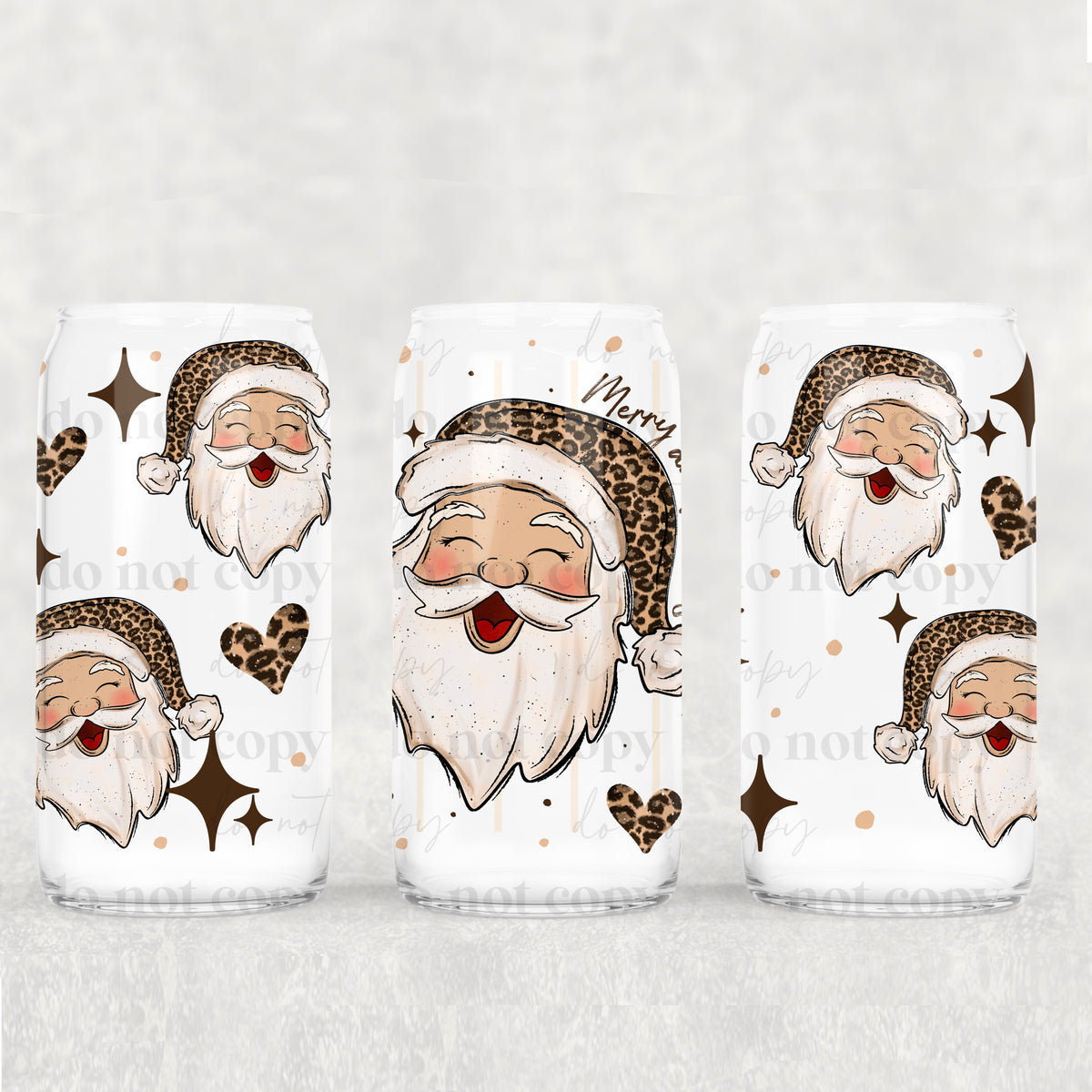 Merry bright santa lighter skin tone (csc) UV DTF WRAP