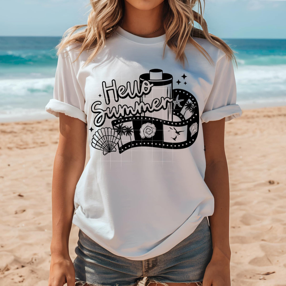 Hello summer pictures BLACK (CSC) 98956 DTF transfer