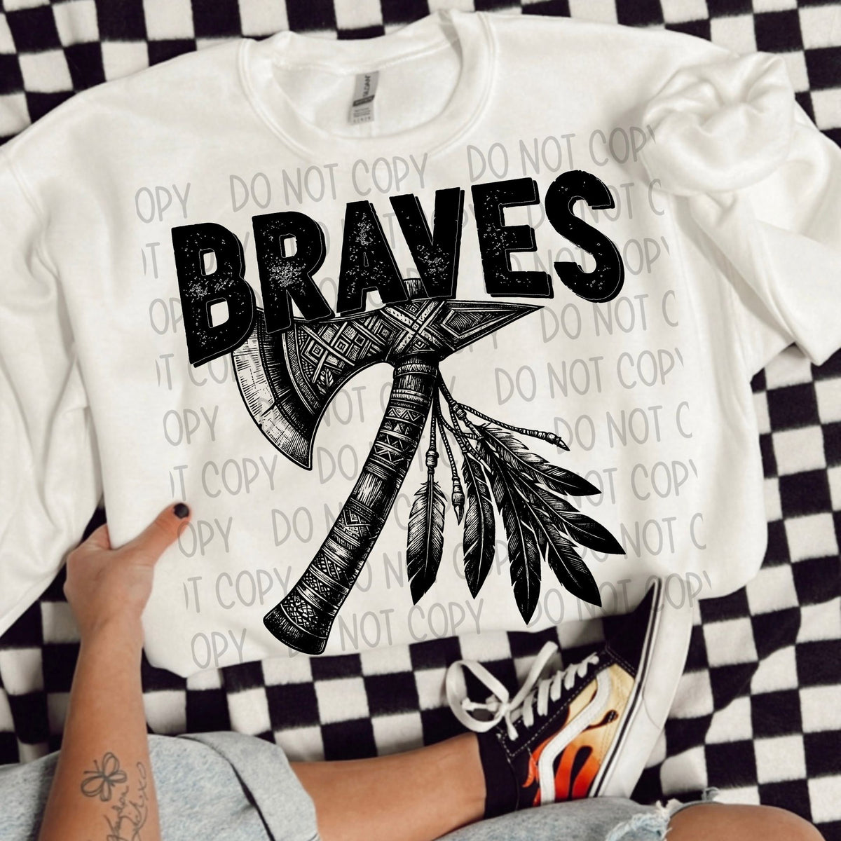 Braves black/white outline TOMAHA DTF transfer