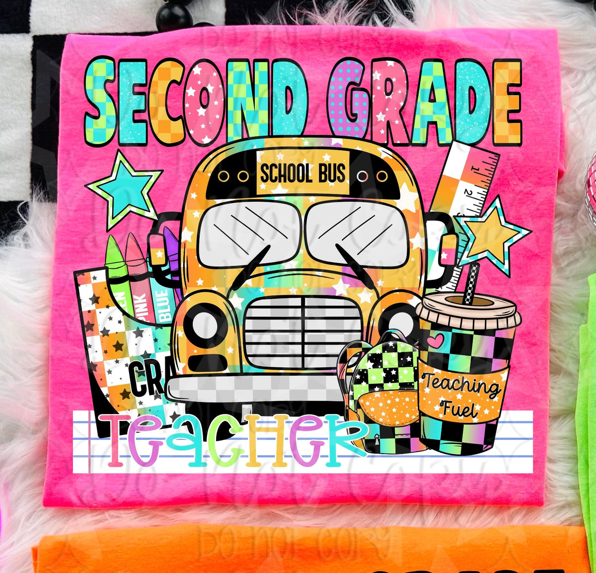 Second grade teacher bus (Virgo) 107021 DTF transfer