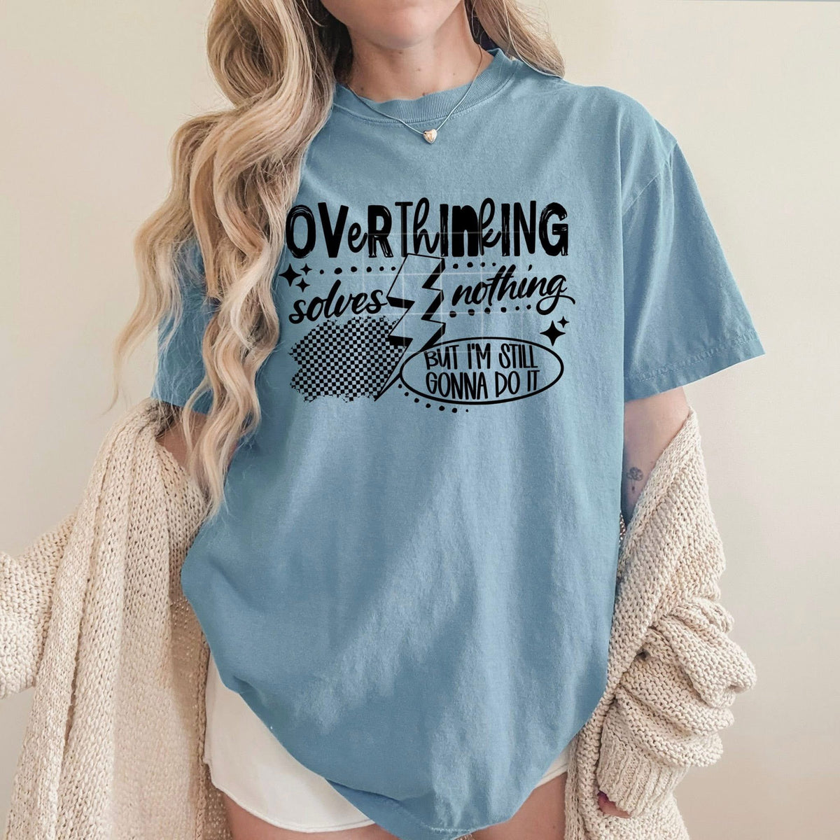 Overthinking solves nothing Single color (black) CSC DTF Transfer